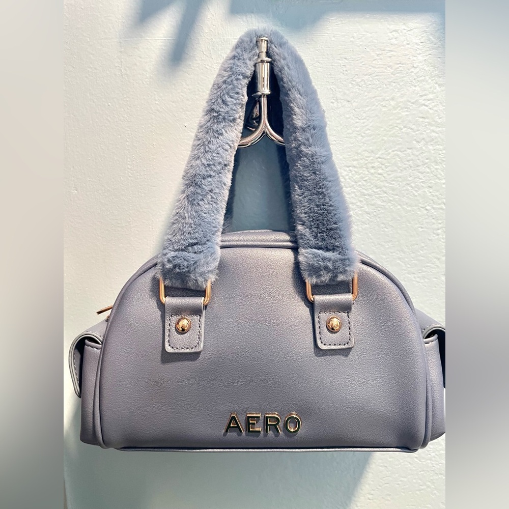 NEW Blue Faux Fur Handle Women's Bag